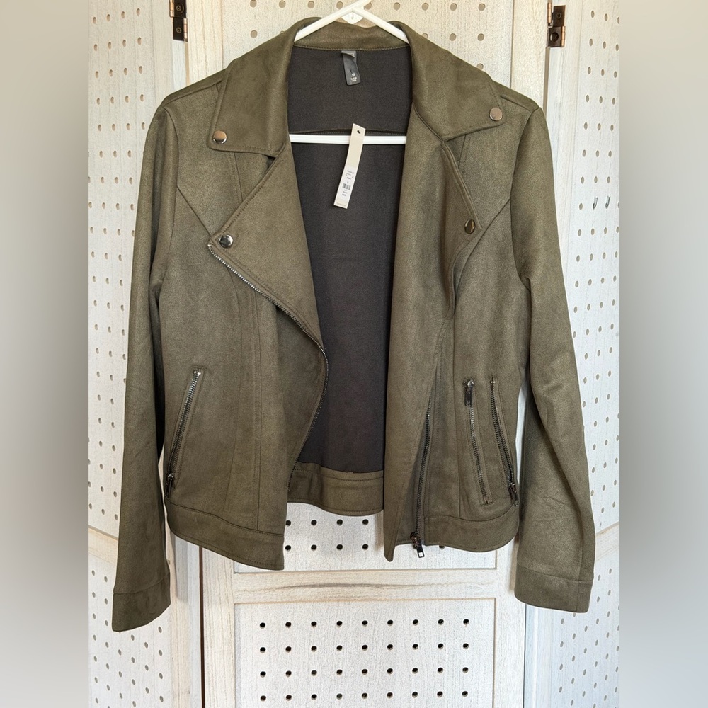 Alya Olive Green Moto Jacket